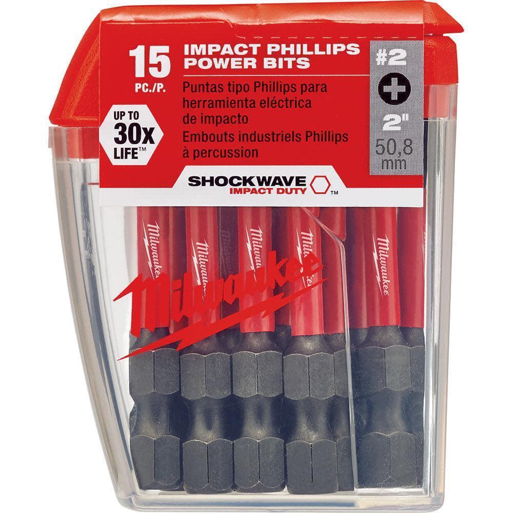 SHOCKWAVE Impact Duty 2 In. Phillips #2 Alloy Steel Screw Driver Bit Set 60-Pack