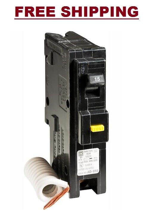 Homeline 15 Amp Single-Pole GFCI Circuit Breaker Plug-on Design Easy EInstall