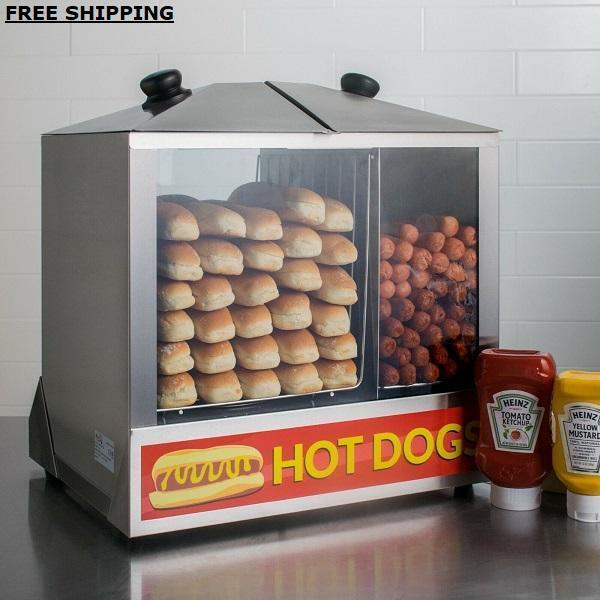 Hot Dog Steamer Commercial 200 HotDog Cooker Bun Warmer Concession Vending Cart