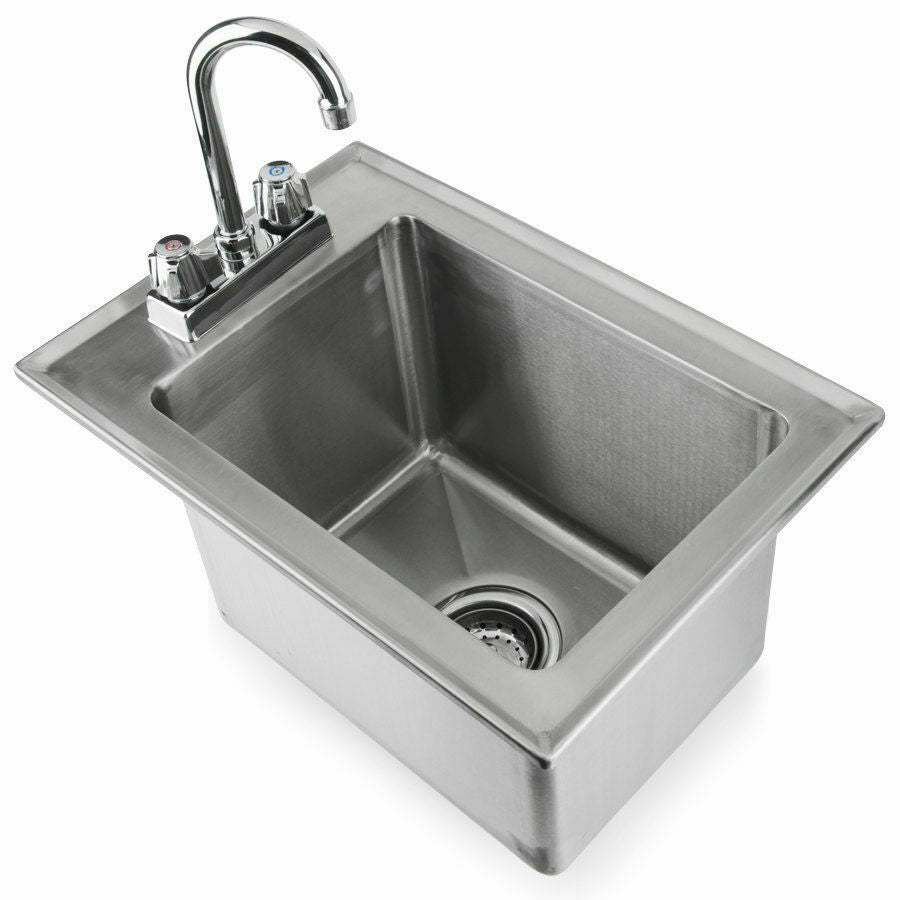 10" x 14" x 10" Stainless Steel Drop In Sink Commercial Hand Wash Bar W/ FAUCET