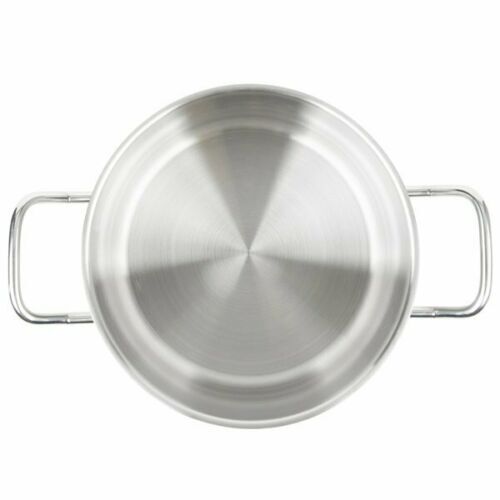 8 Qt. Heavy Duty Silver Stainless Steel Aluminum-Clad Stock Pot with Lid Cover