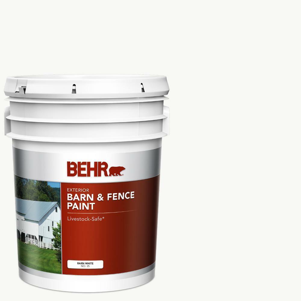 Fence Paint 5 Gallon White Exterior Barn Livestock-Safe Blistering Resistant