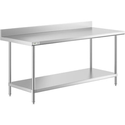 30" x 72" Stainless Steel Open Base Work Prep Table with 4" Backsplash 16-Gauge