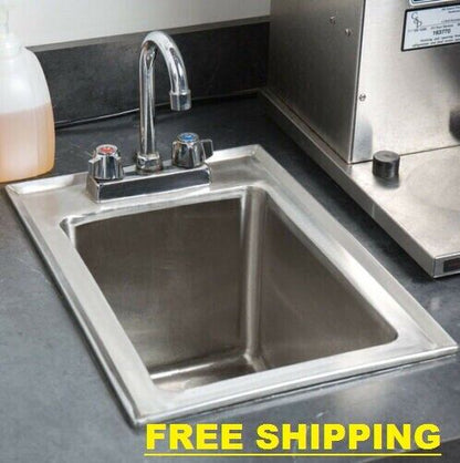 10" x 14" x 10" Stainless Steel Drop In Sink Commercial Hand Wash Bar W/ FAUCET