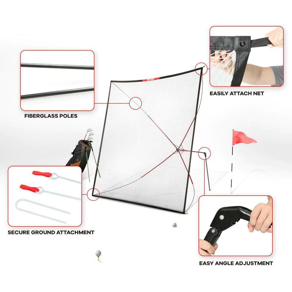 Net Playz 10 ft Golf Practice Auto Net Easy angle Adjustment Telescope Ball Stop