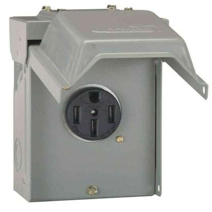 GE 50 Amp Temporary RV Power Outlet Electric Outdoor Receptacle Plug Housing Box