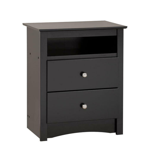 Sonoma 2-Drawer Black Nightstand Night Stand Bedside End Table Bed Side Storage