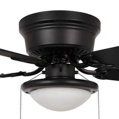 Black Ceiling Fan 52 In. LED Indoor Reversible Blades 3 Speed Flush Mount Quiet