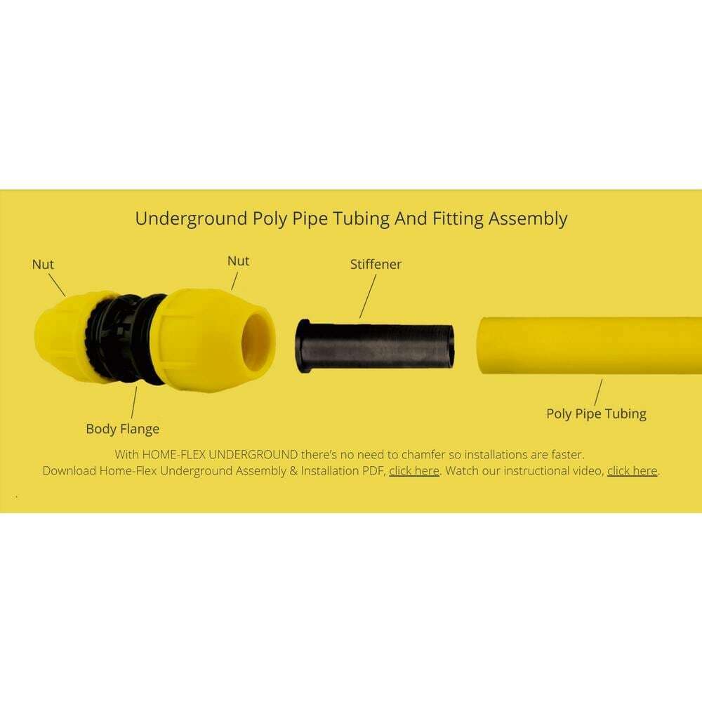 Home Flex Gas Pipe 1 1/4 Inch IPS X 100 Ft DR 11 Underground Yellow Polyethylene