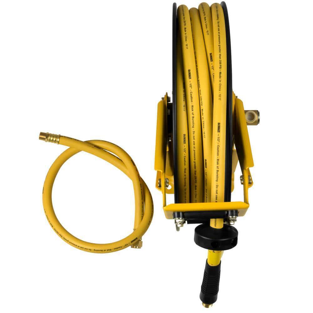 Double Arm Auto Retracting Air Hose Reel 1/2 In. X 50 Ft. Premium Rubber Hose