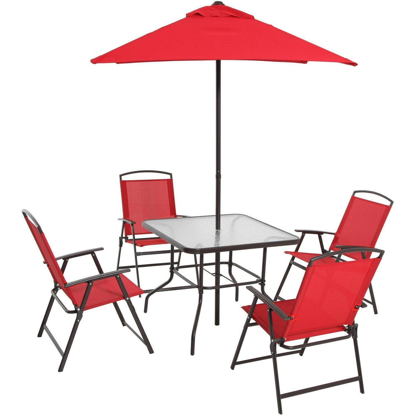 Dining Set Patio Outdoor Set 6-Piece Umbrella 4 Chairs Table Porch Deck Furnitur