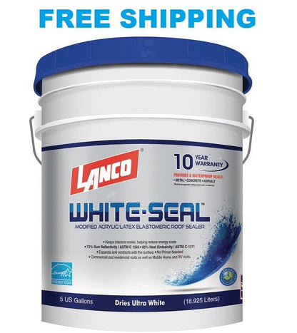 5 Gal. White Roof Seal Elastomeric Rubberized Sealer Waterproof Sealant Coating