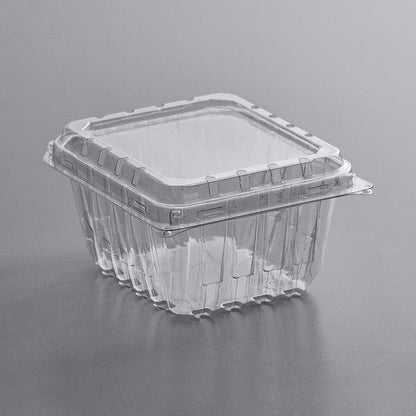 480/Case 1 Pint 5x4 3/8 Clear Square Vented Clamshell Produce/Berry Container