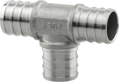 BOSHART 304 Stainless Steel PEX TEE 3/4" x 1/2" x 3/4"  Crimp Fitting Pack of 25