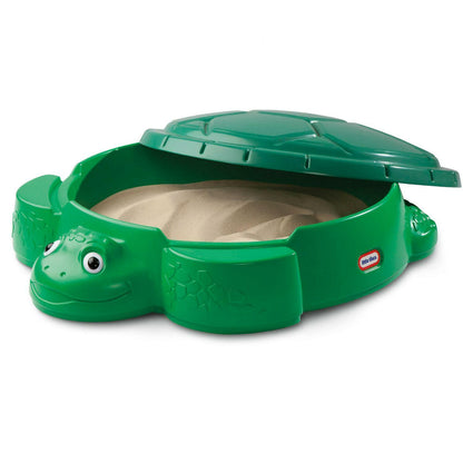 Kids Outdoor Sandbox Turtle Sand Box Molded Green Backyard Fun w/ Sturdy Lid NEW