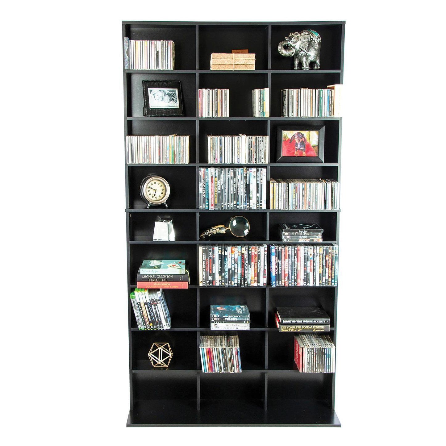 Multimedia Storage Cabinet Stand Tower DVD CD Rack Shelf Organize Media Espresso