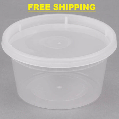 240 CASE 12 OZ Microwavable Clear Round To Go Plastic Deli Food Container & Lid