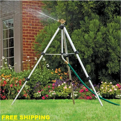 Deluxe Metal Pulsator Sprinkler with Tripod, up to 85 ft. Dia, Large Lawns Grass