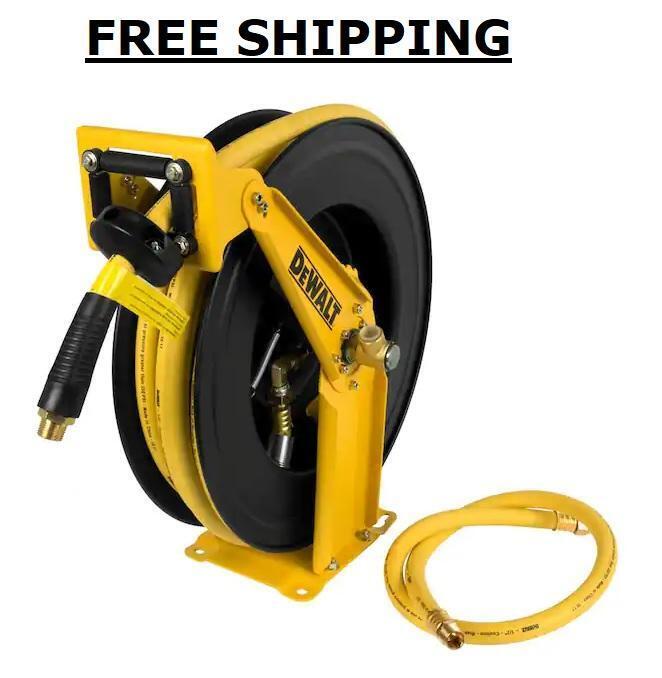 Double Arm Auto Retracting Air Hose Reel 1/2 In. X 50 Ft. Premium Rubber Hose