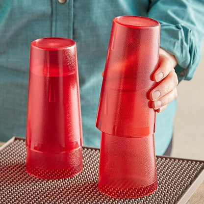 (Set of 12) 16 oz. Red Round Pebbled Plastic Restaurant Drinking Cup Tumbler