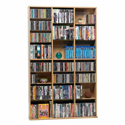 Multimedia Storage Cabinet CD DVD Video Game Rack, Adjustable Shelves Wall Media