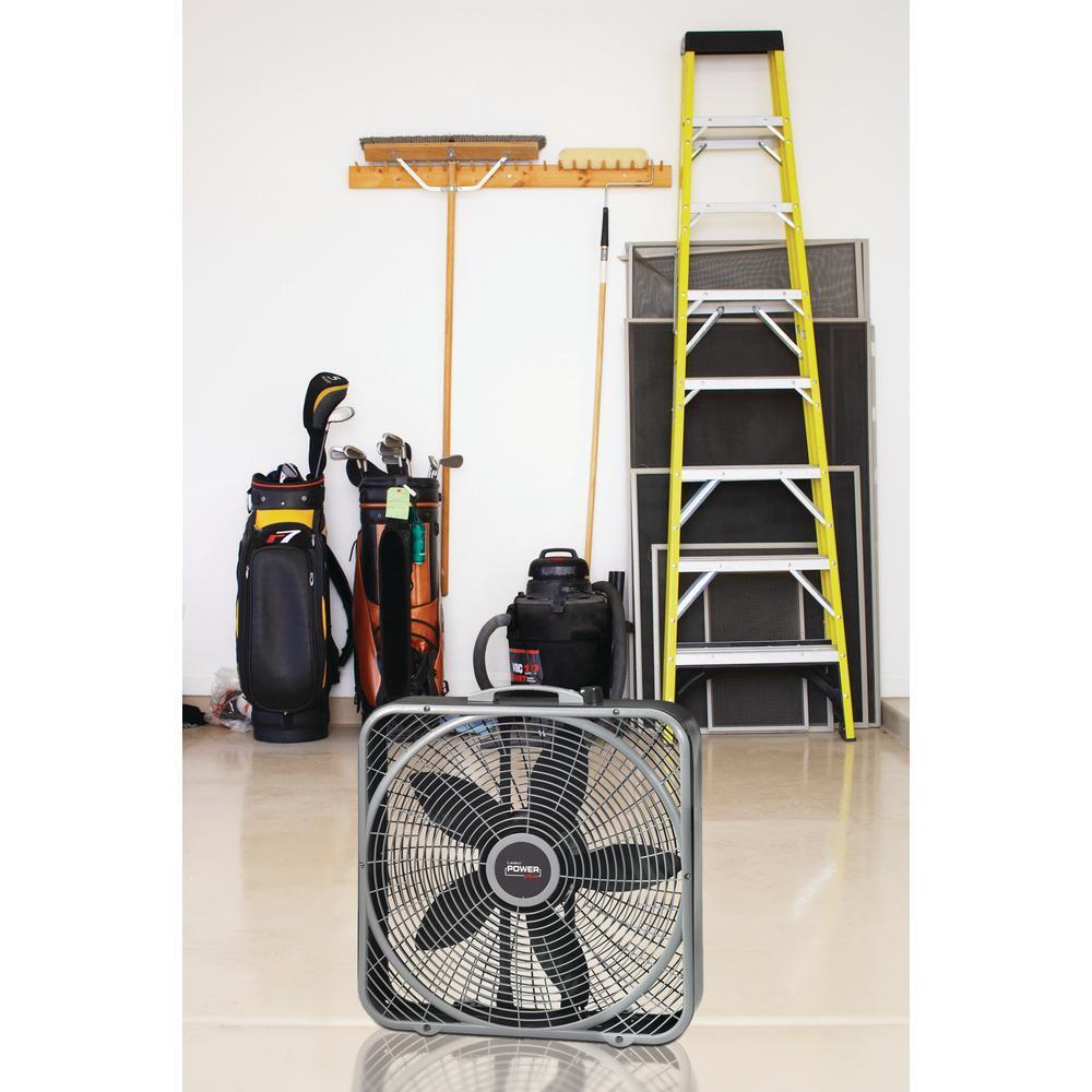 Lasko 20 in. Power Plus Box Fan 3-Speed Floor Steel Indoor Built-in Carry