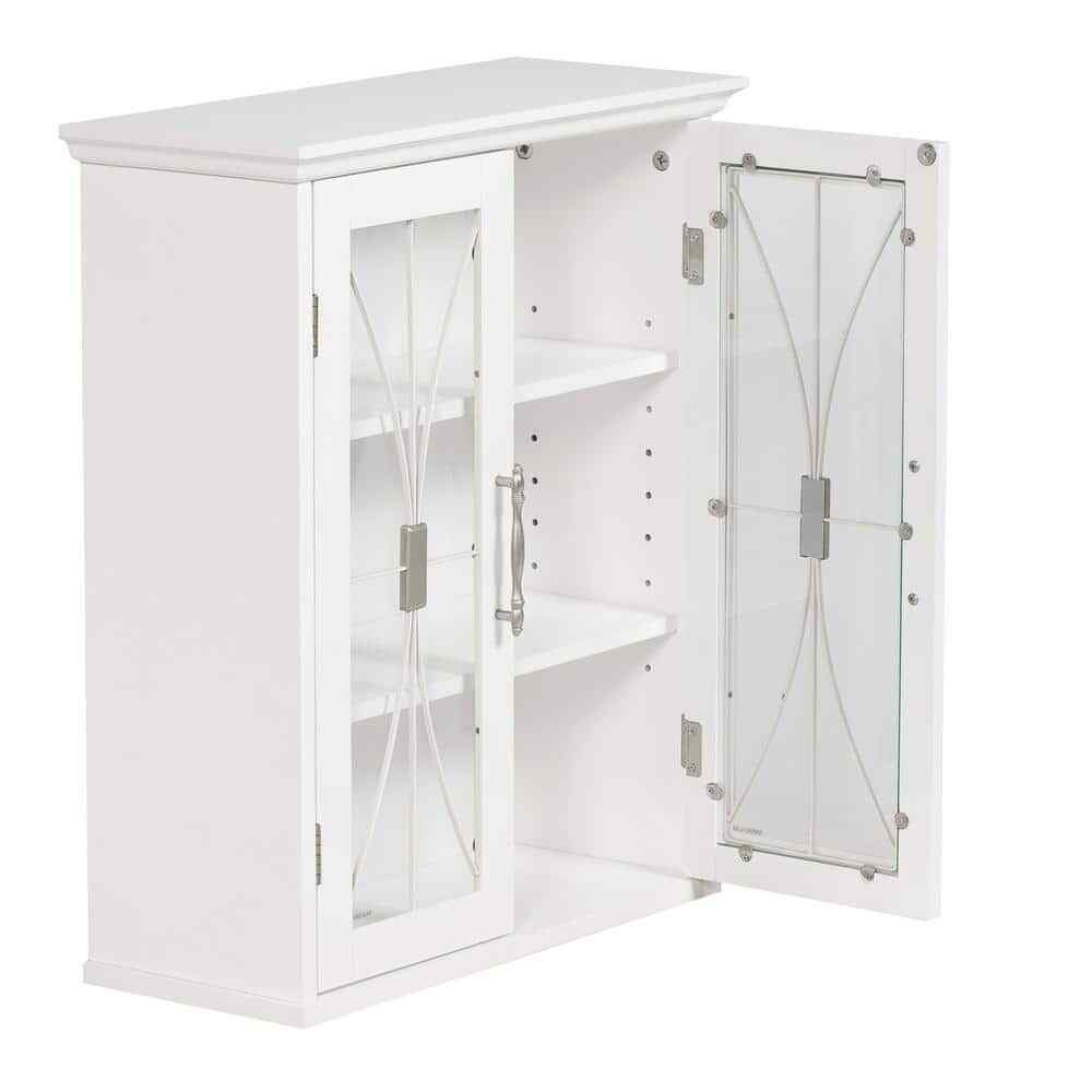 Bathroom Cabinet White Medicine Cabinet Wall Mounted Glass Door Storage Cabinet