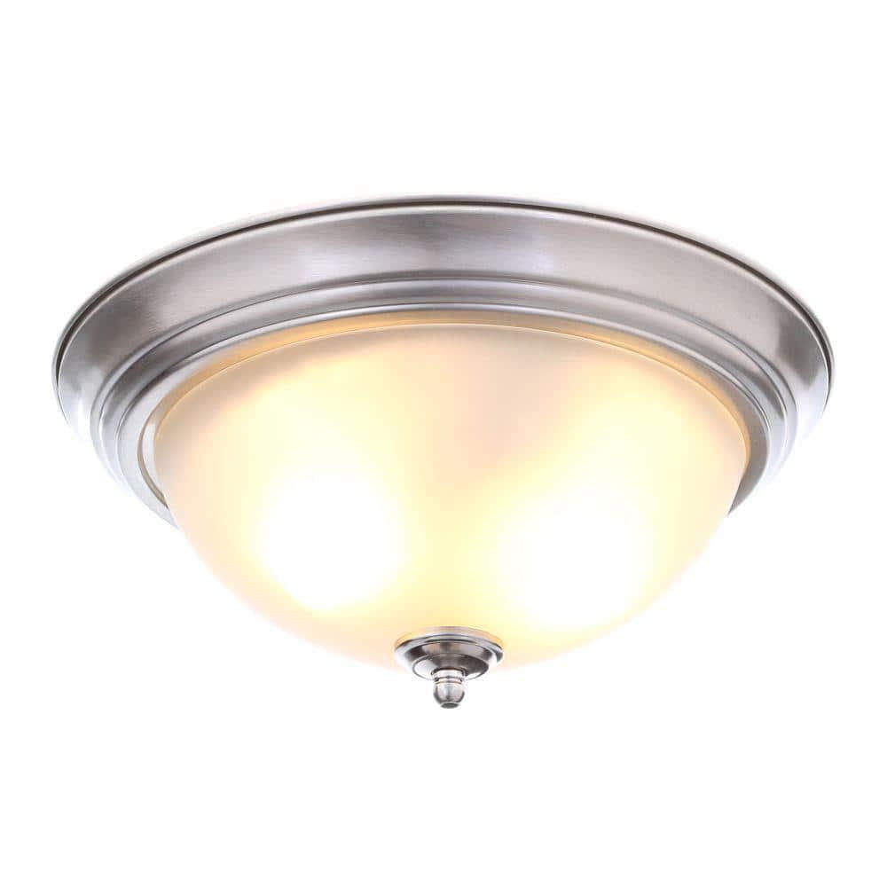 Ceiling Light Fixture Frosted Glass Shade Flush Mount 2-Pack 11" Brushed Nickel