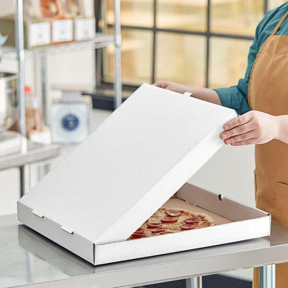 (50-Case) 18" x 18" x 2" White Corrugated Plain Pizza Bakery Square Take-Out Box