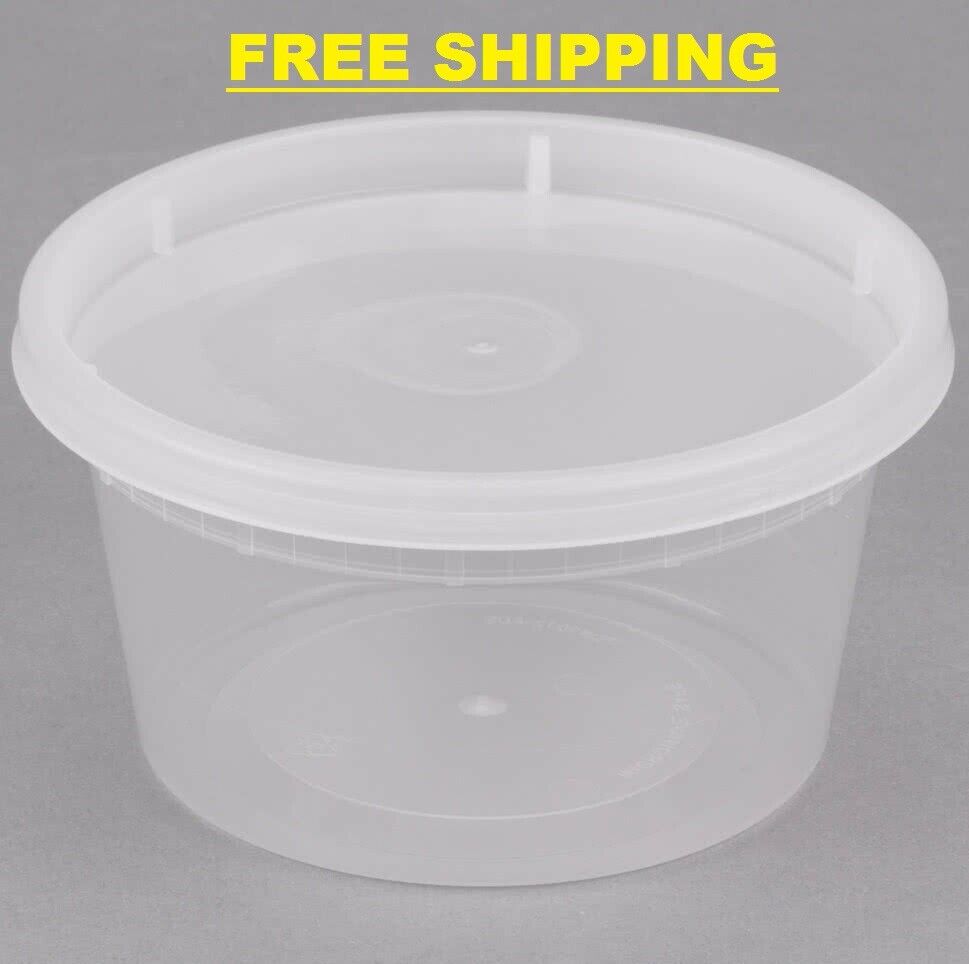 240 CASE 12 OZ Microwavable Clear Round To Go Plastic Deli Food Container & Lid