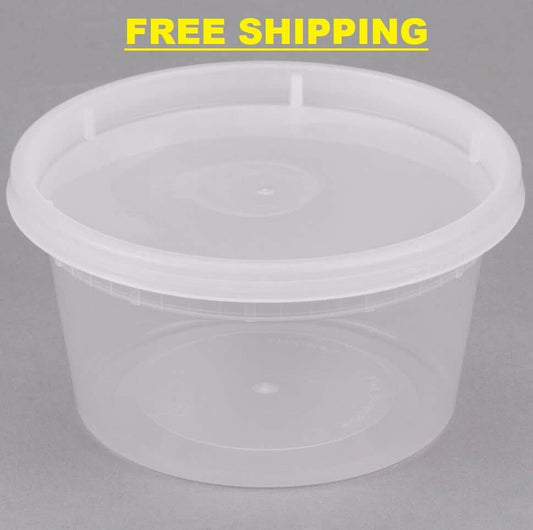 240 CASE 12 OZ Microwavable Clear Round To Go Plastic Deli Food Container & Lid