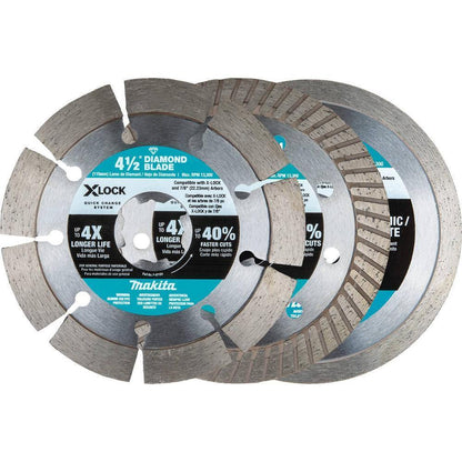 X-lock 4-1/2 In. Diamond Blade Variety Pack For Masonry Cutting (3-pieces)