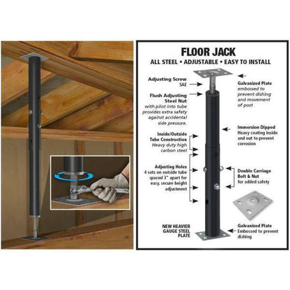 4' 7" Jack Post - Adjustable Floor Joist Beam Galvanized Support Basement Stand