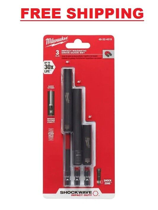 Milwaukee Impact Driver Drill Magnetic Guide Set 3 Piece Screwdriver Bit Holders