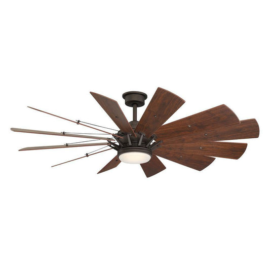 60 in. Large Bronze LED Ceiling Fan Windmill Light Remote Farmhouse Rustic Cabin