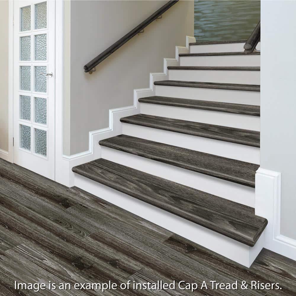 Vinyl Stair Tread Ocala Oak/Chiffon Lace Oak/Salt Shore Wood 47x12-1/8x1-11/16in