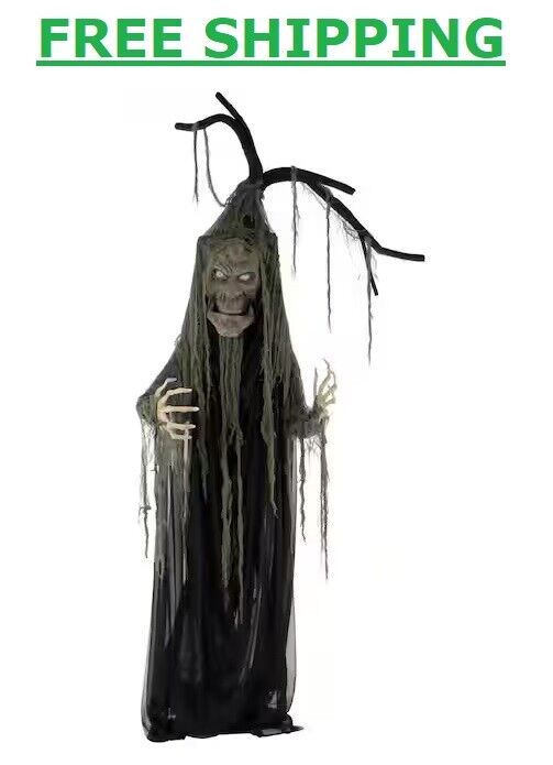 6.5 Ft. Animatronic Haunted Talking Tree Halloween Prop, Moving Mouth for Indoor