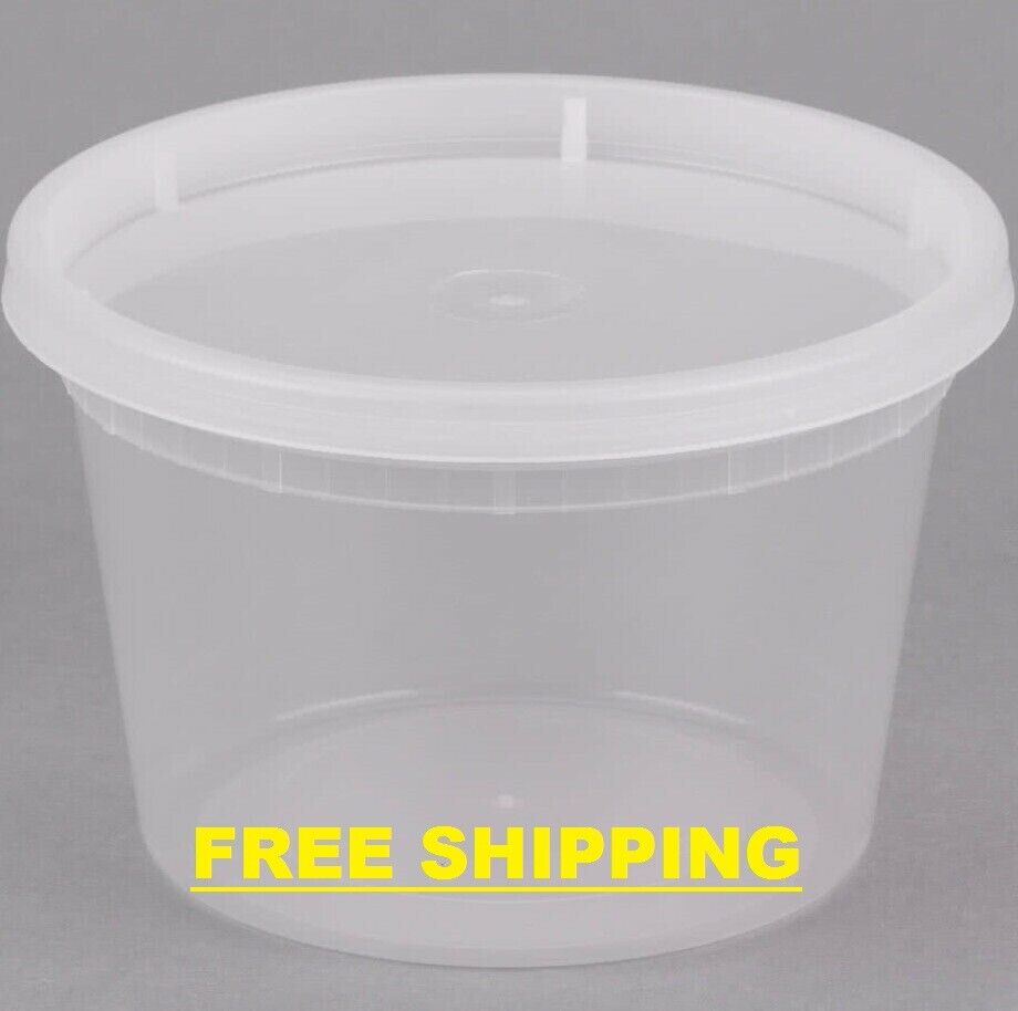 240 Heavy Duty 16 OZ Microwavable Clear Round Plastic Deli Food Container & Lid