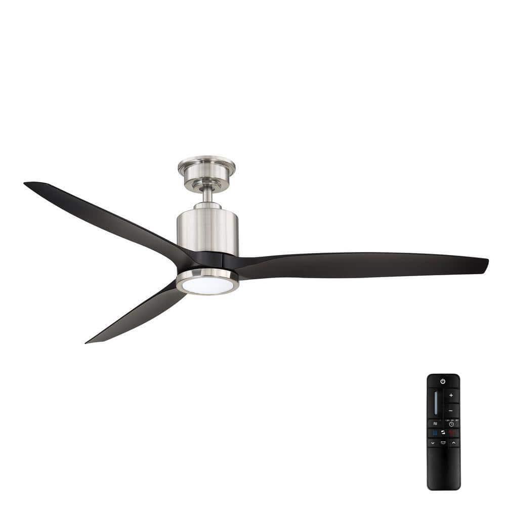 Ceiling Fan With Light Remote Control Kit Large 60" LED Polished Nickel Dimmable