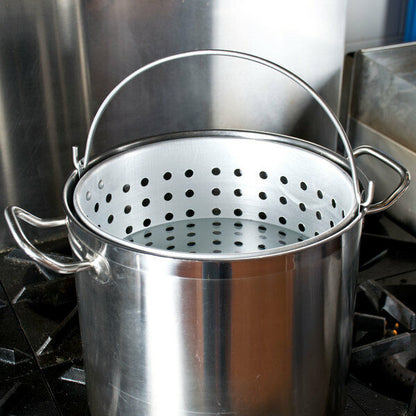 20 Qt. Round Commercial Silver Aluminum Stock Pot Steamer Basket Durable New