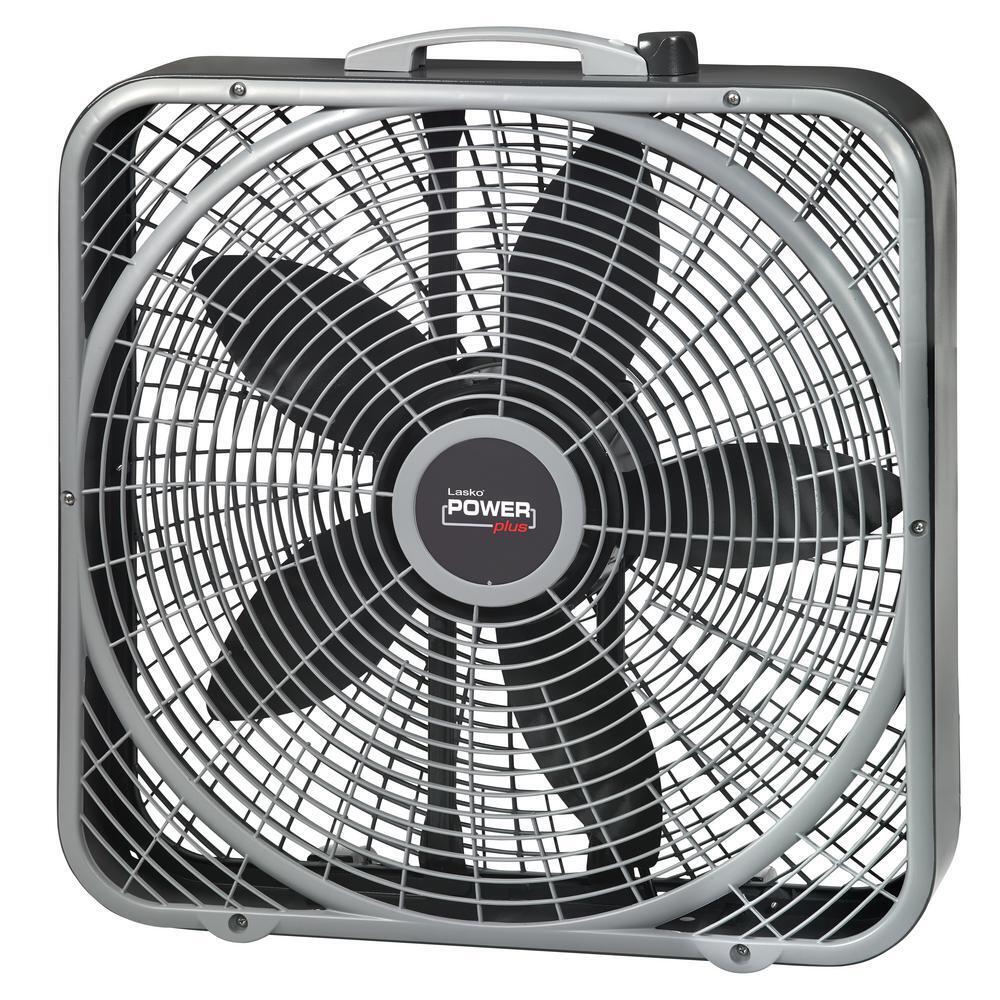 Lasko 20 in. Power Plus Box Fan 3-Speed Floor Steel Indoor Built-in Carry