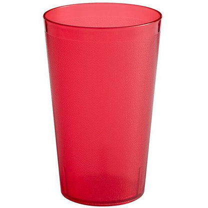 (Set of 12) 32 oz. Red Round Pebbled Restaurant Plastic Drinking Cup Tumblers