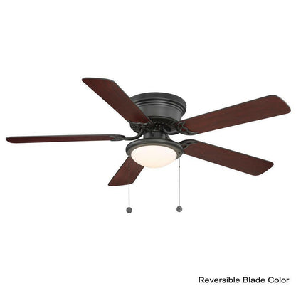 Black Ceiling Fan 52 In. LED Indoor Reversible Blades 3 Speed Flush Mount Quiet