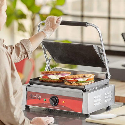 Heavy-Duty Commercial Panini Sandwich Grill Food Press Smooth Griddle Restaurant