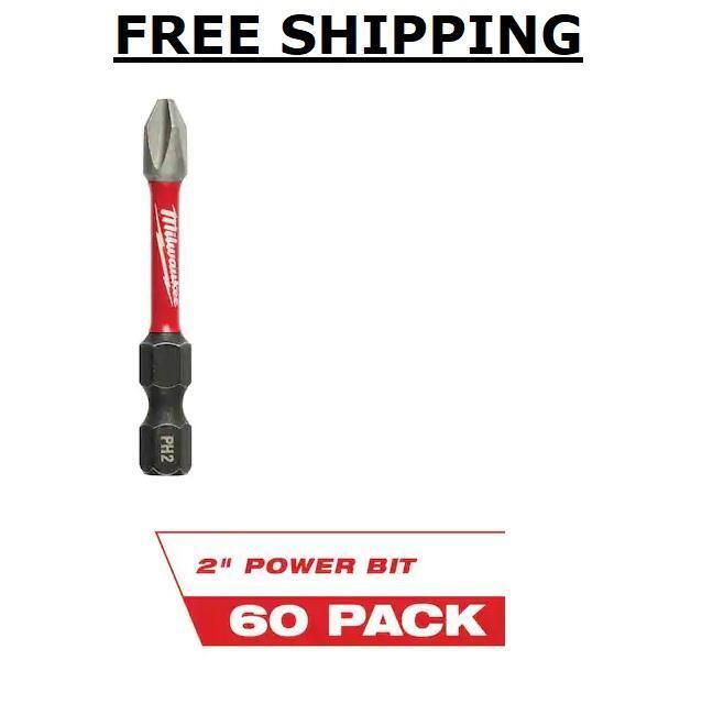 SHOCKWAVE Impact Duty 2 In. Phillips #2 Alloy Steel Screw Driver Bit Set 60-Pack