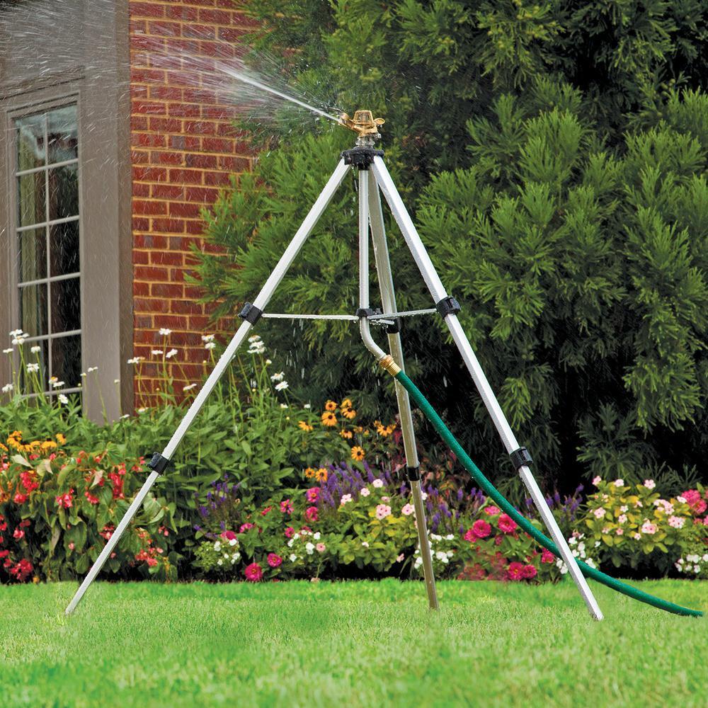 Deluxe Metal Pulsator Sprinkler with Tripod, up to 85 ft. Dia, Large Lawns Grass