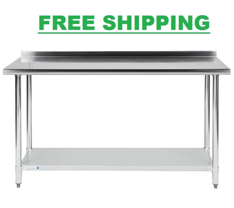 Stainless Steel 24" x 60" NSF Restaurant Kitchen Prep Work Table with Backsplash